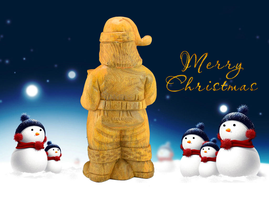 3D 2018 年圣誕節圣誕老人雕刻項目（由木工數控雕刻機制作）